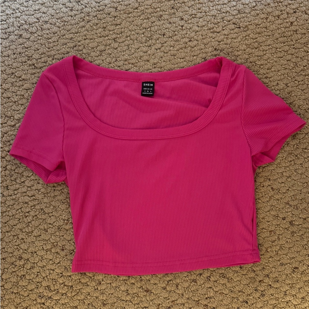 SHEIN pink baby tee crop top